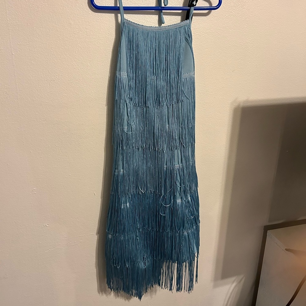 Blue tassel dress